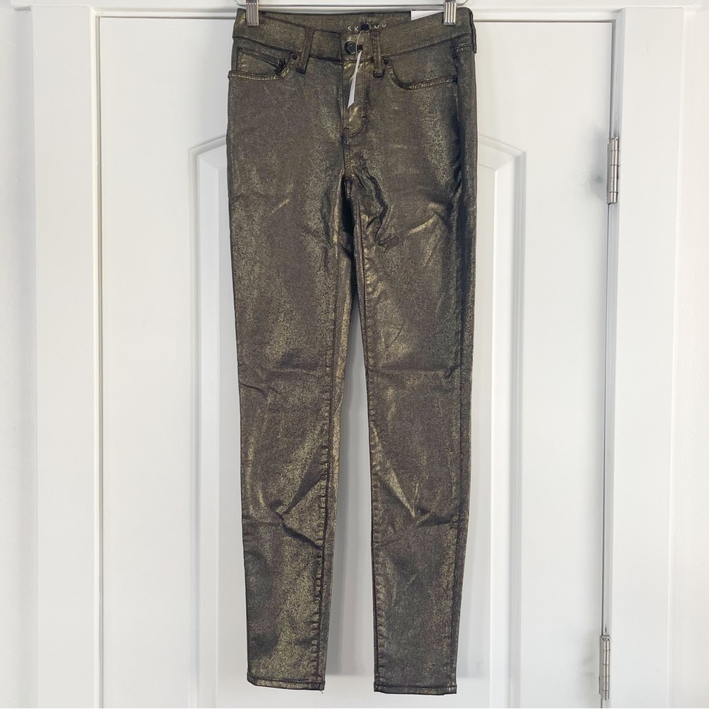 White House Black Market Mid-Rise Metallic Skinny Jean - 00 - Picture 6 of 7